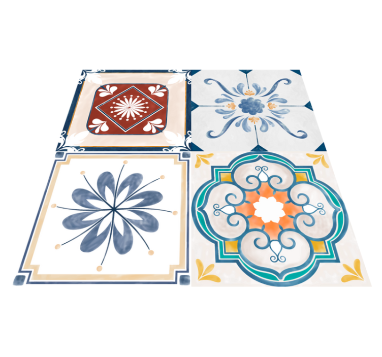 Tapis vinyle carreaux de ciment motifs géométriques colorés - TenStickers