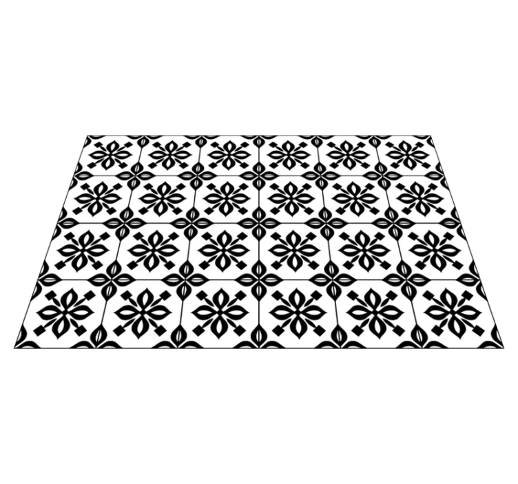 Tapis vinyle carreaux de ciment mandala noir et blanc - TenStickers