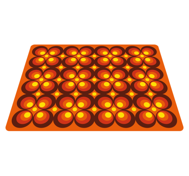 Tapis vinyle cuisine vintage cercles oranges années 70 - TenStickers