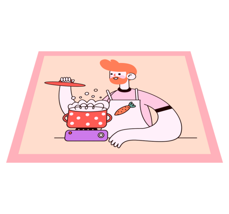 Tapis vinyle cuisine homme roux en train de cuisiner - TenStickers