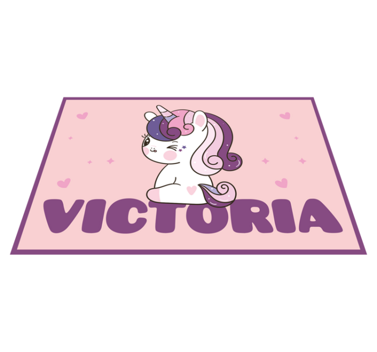 Tapis vinyle avec nom Licorne violette avec nom - TenStickers