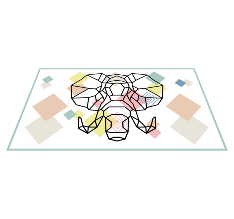 Tapis vinyle design moderne tête d'éléphant en origiami - TenStickers