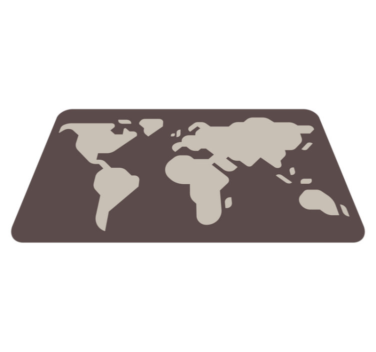Tapis vinyle carte du monde motif beige et gris - TenStickers