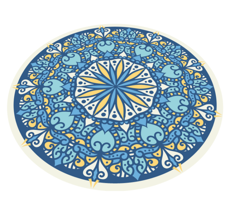 Tapis vinyle mandala motif complexe bleu - TenStickers