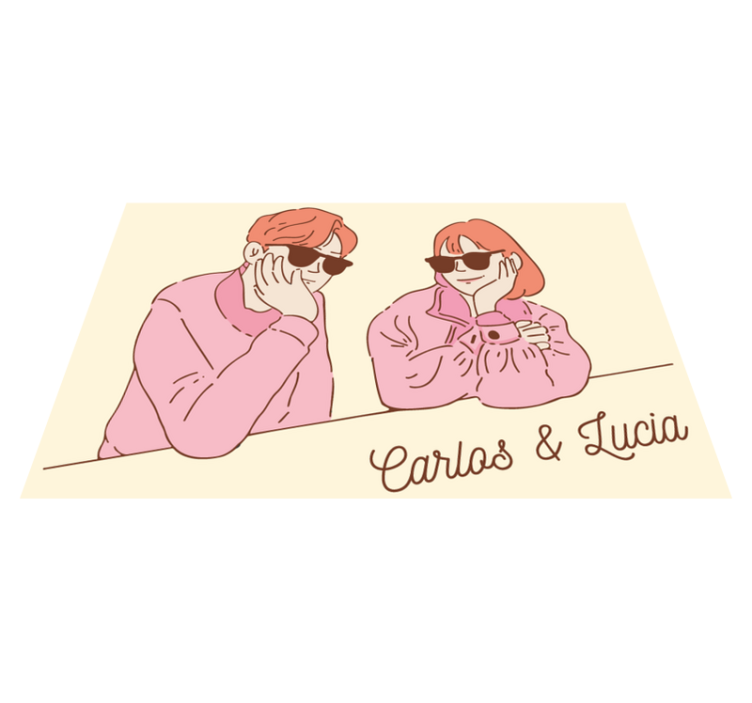 Tapis vinyle avec nom Couple  lunettes de soleil - TenStickers