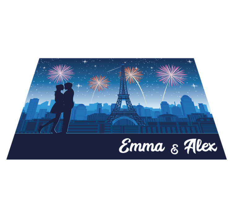 Tapis vinyle personnalisé romance parisienne - TenStickers