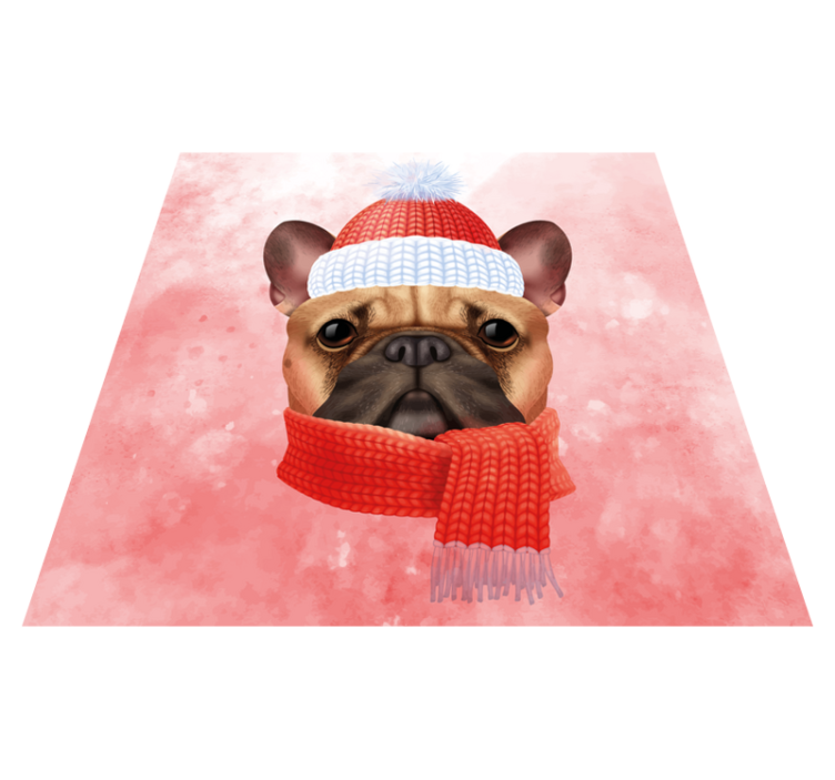 Tapis vinyle animal bouledogue français hiver - TenStickers