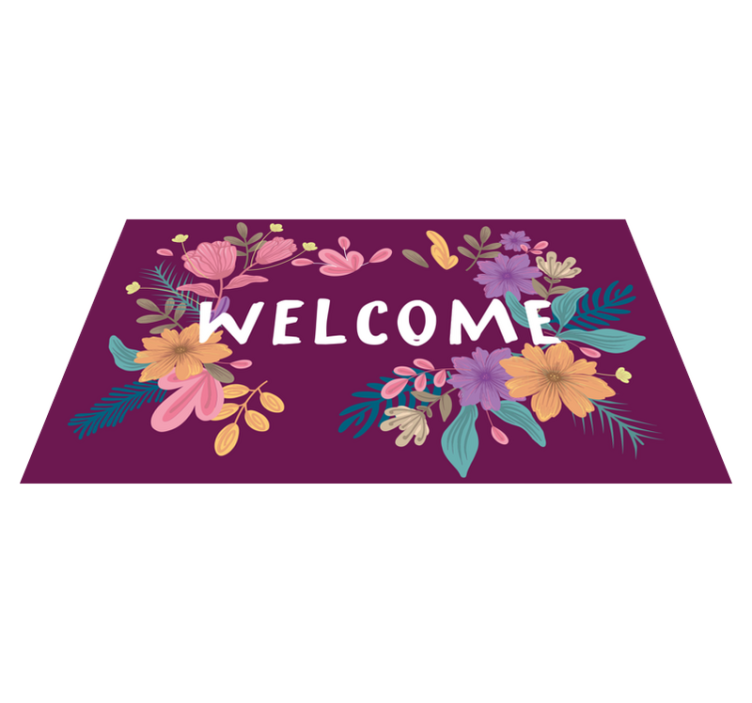 Tapis vinyle entrée panneau de bienvenue floral - TenStickers