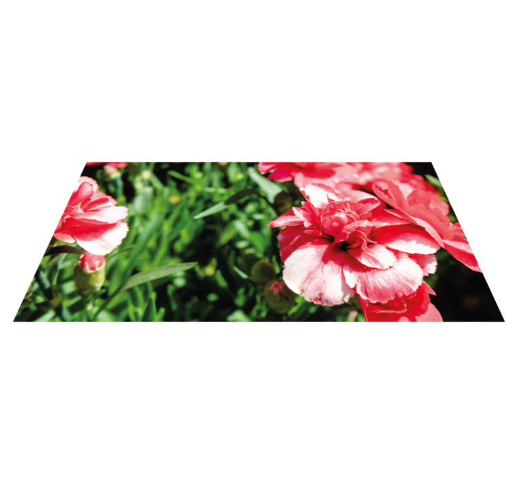 Tapis vinyle plantes fleurs roses et herbe - TenStickers