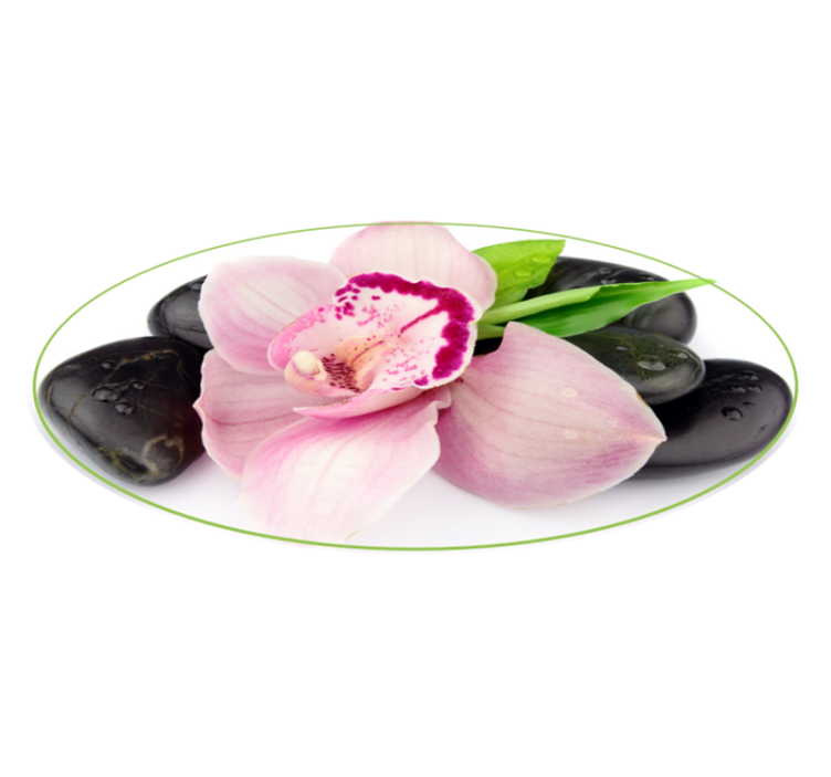 tapis vinyle cuisine Orchidée rose avec des pierres - TenStickers