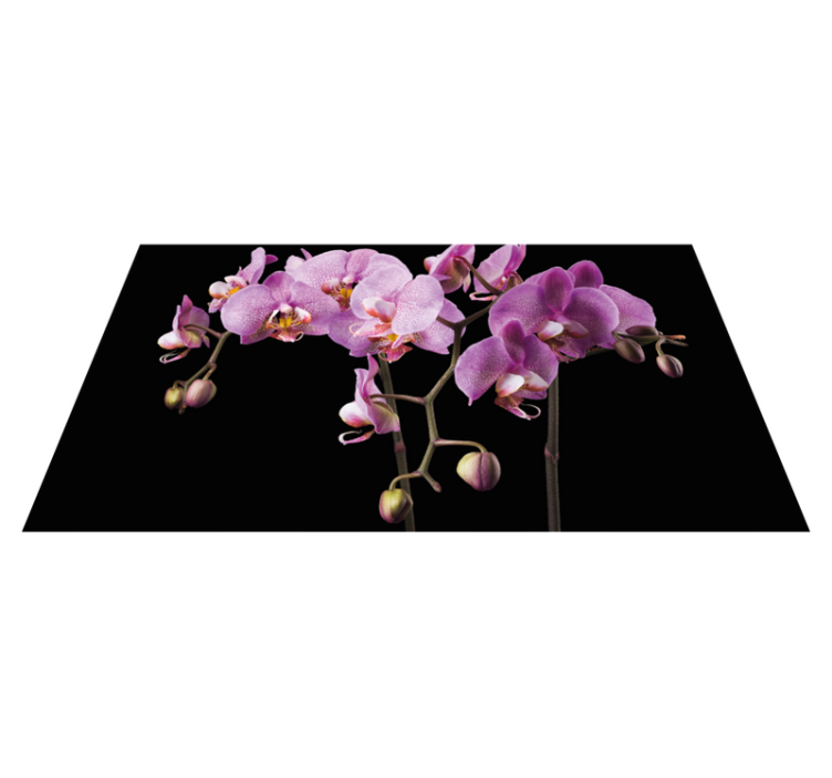 tapis vinyle cuisine Orchidée fond noir - TenStickers