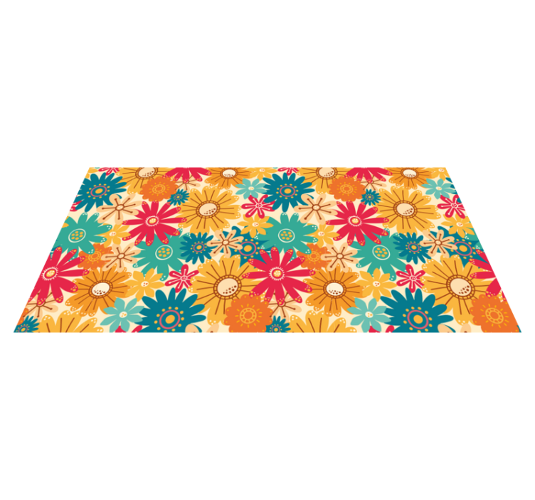 Tapis vinyle plantes motif floral coloré - TenStickers