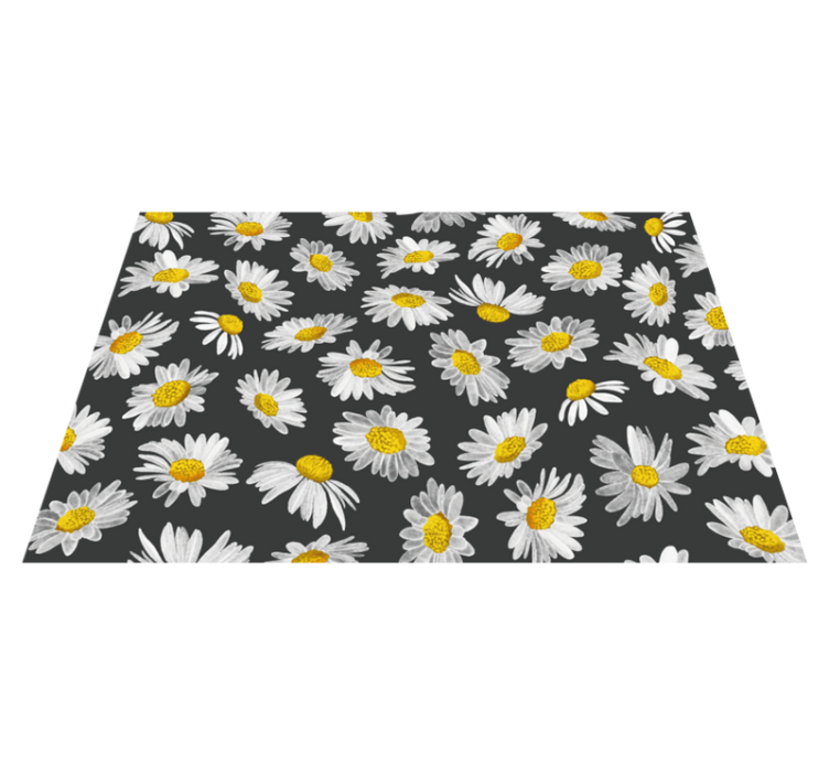 Tapis vinyle plantes motif marguerite gris - TenStickers