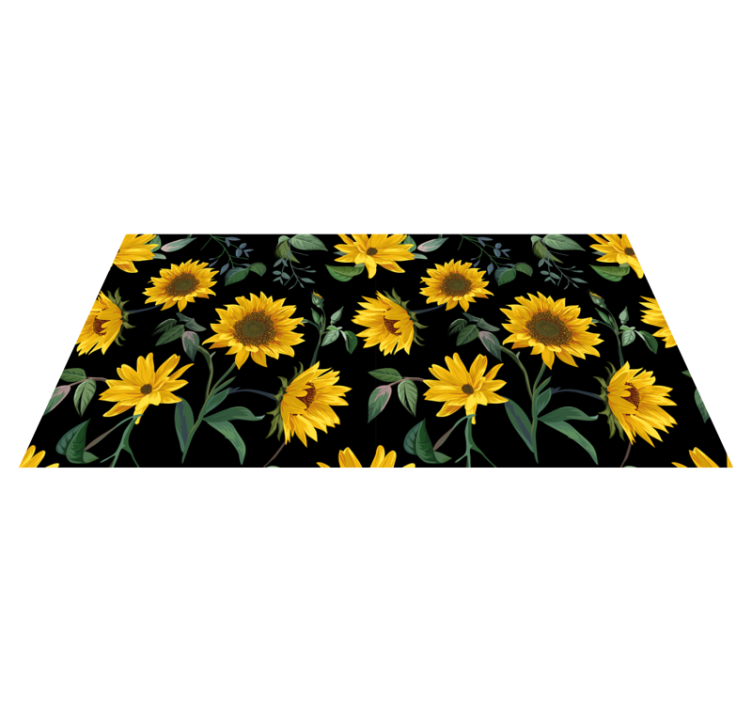 Tapis vinyle salon Tournesols fond noir - TenStickers