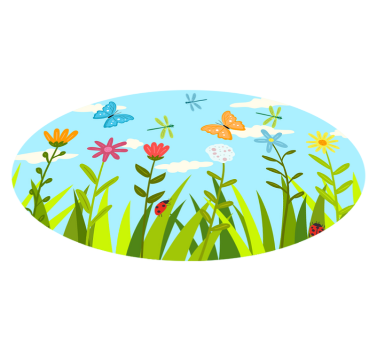 Tapis vinyle plantes scène de jardin fleuri - TenStickers