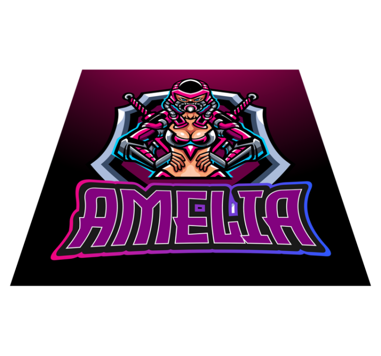 Tapis vinyle ado héroïne de jeu avec nom - TenStickers