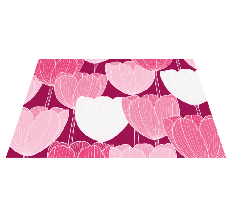 Tapis vinyle plantes éléments de tulipes roses - TenStickers