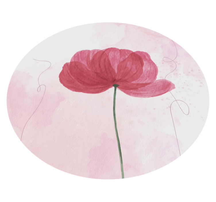 Tapis vinyle plantes motif coquelicot aquarelle - TenStickers