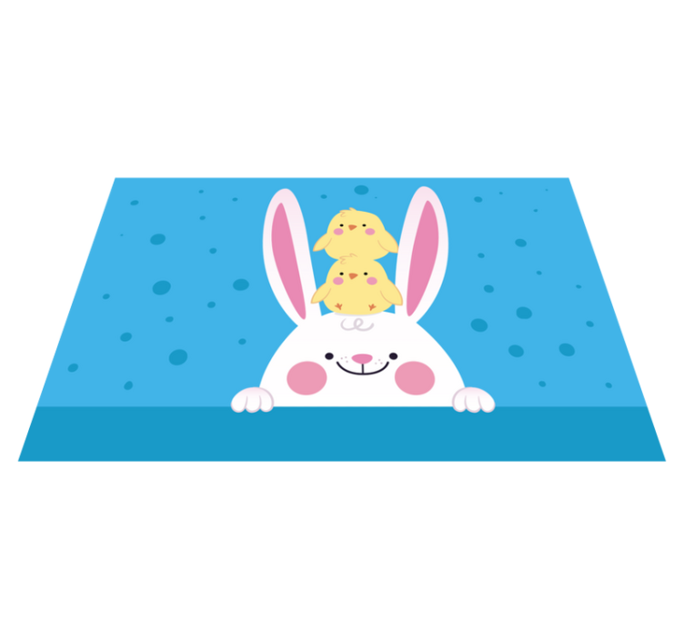 Tapis vinyle pour enfants lapin heureux avec des poussins - TenStickers