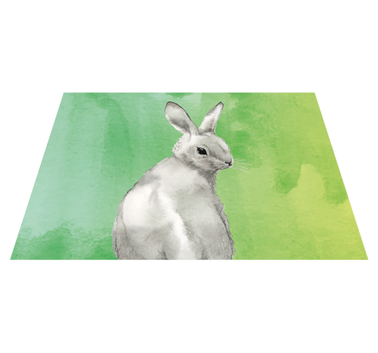 Tapis vinyle animal fond vert lapin - TenStickers