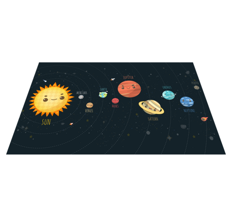 Tapis vinyle bébé voyage dans le système solaire - TenStickers