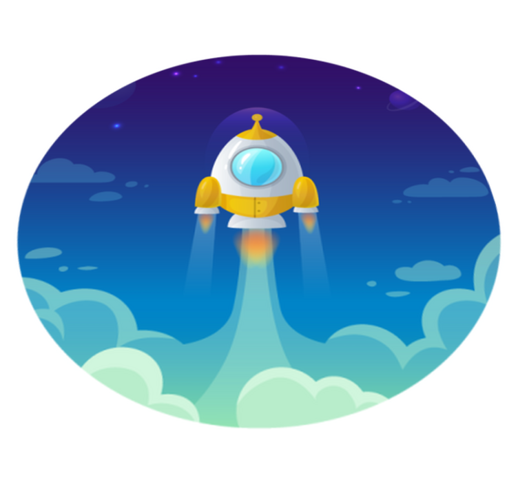 Tapis vinyle étoile scène de lancement de fusée - TenStickers