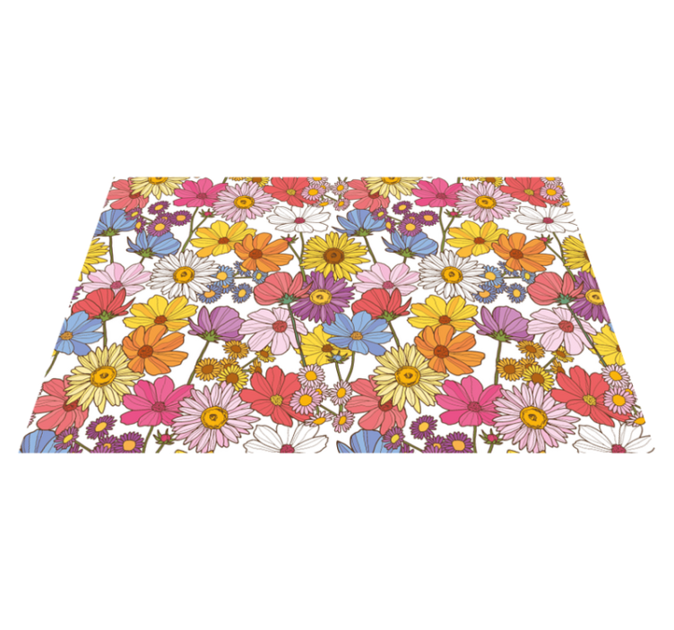Tapis vinyle salon vinylee floral coloré - TenStickers