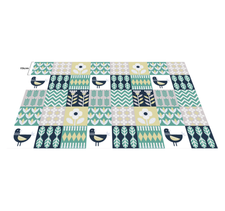 Tapis vinyle carreaux de ciment motif d'oiseau coloré - TenStickers