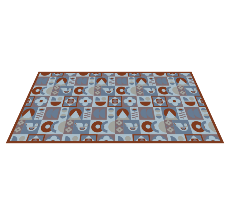 Tapis vinyle géométrique arrangements gris et bleus - TenStickers