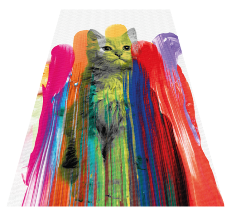 Tapis vinyle design moderne portrait de chat coloré - TenStickers