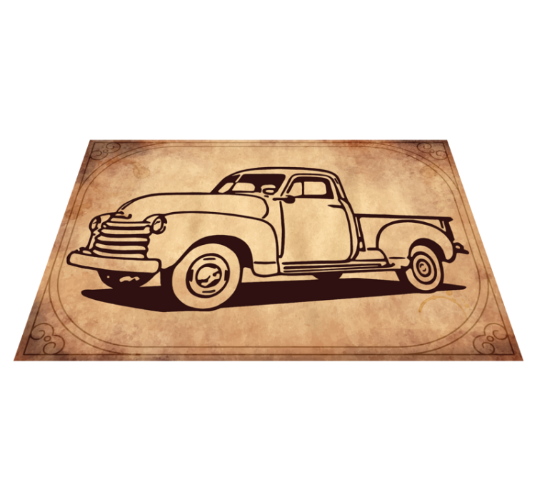 Tapis vinyle vintage silhouette de camion classique - TenStickers