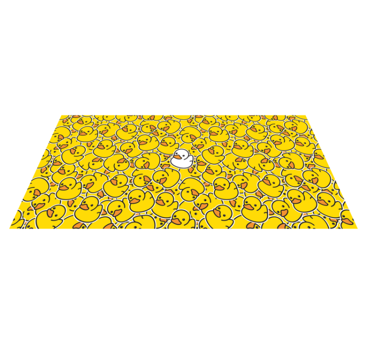 Tapis vinyle animal canard blanc à motifs jaunes - TenStickers