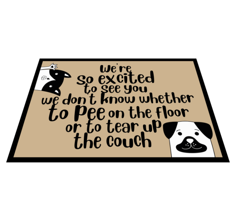 Tapis vinyle citation salutations de chiots excités - TenStickers