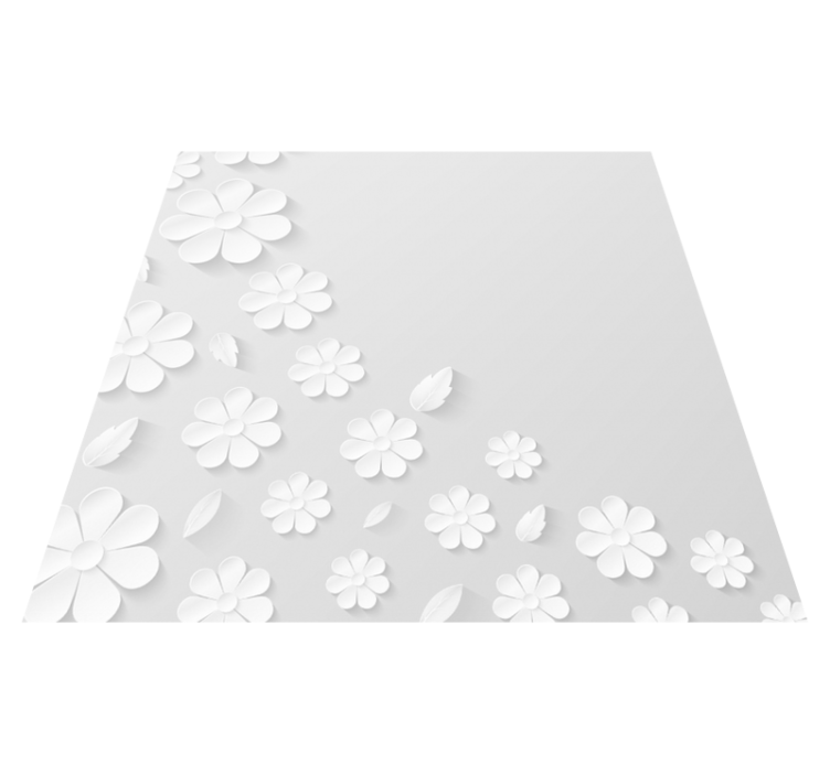 Tapis vinyle salle de bain fond de fleur de papier blanc - TenStickers