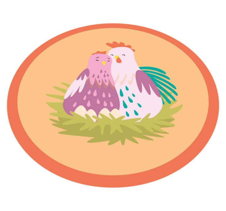 Tapis vinyle rond charmants amis à plumes - TenStickers