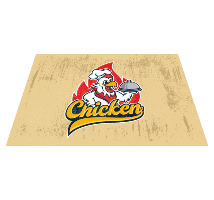Tapis vinyle cuisine logo de poulet joyeux - TenStickers
