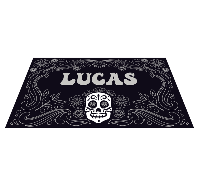Tapis vinyle pour halloween motif de crâne avec nom - TenStickers