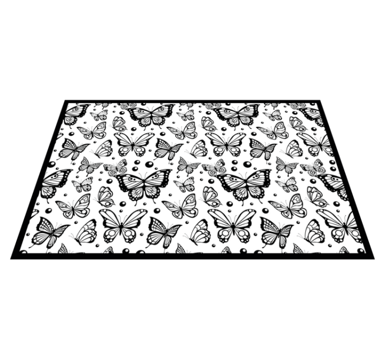 Tapis vinyle plantes motif papillon noir - TenStickers