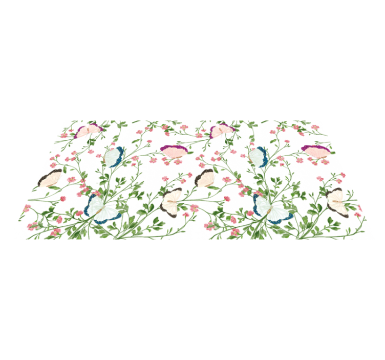 Tapis vinyle plantes motif papillon - TenStickers