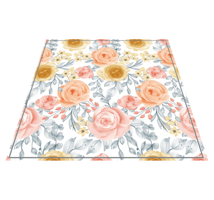 Tapis vinyle plantes nuances de rose floral - TenStickers