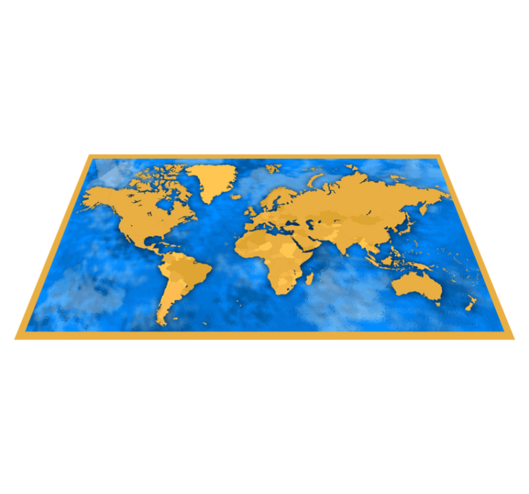 Tapis vinyle carte du monde dorée et bleue - TenStickers