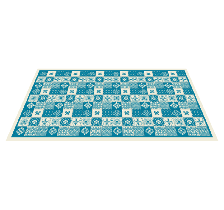 Tapis vinyle carreaux de ciment mosaïque bleue à motifs - TenStickers
