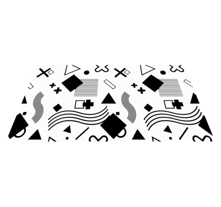 Tapis vinyle géométrique motifs noirs - TenStickers