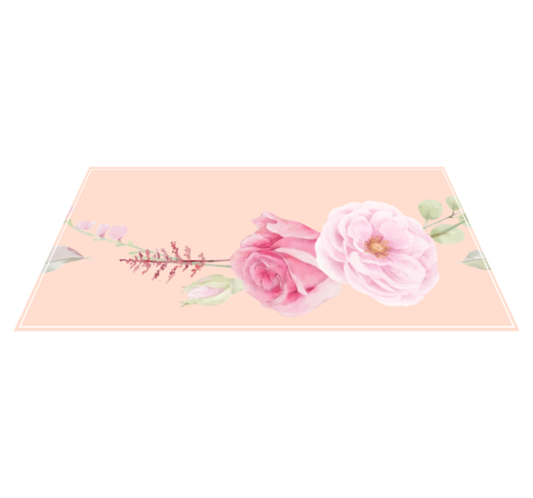 Tapis vinyle plantes fleurs rose blush - TenStickers