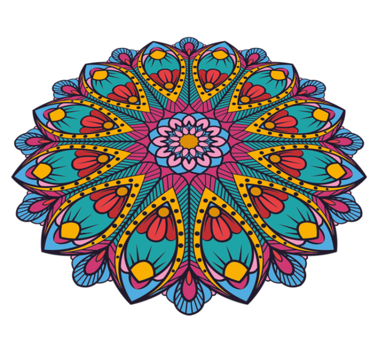 Tapis vinyle mandala illustration florale colorée - TenStickers