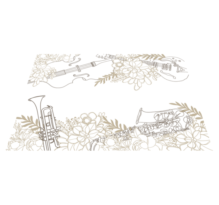 Tapis vinyle plantes composition florale musicale - TenStickers