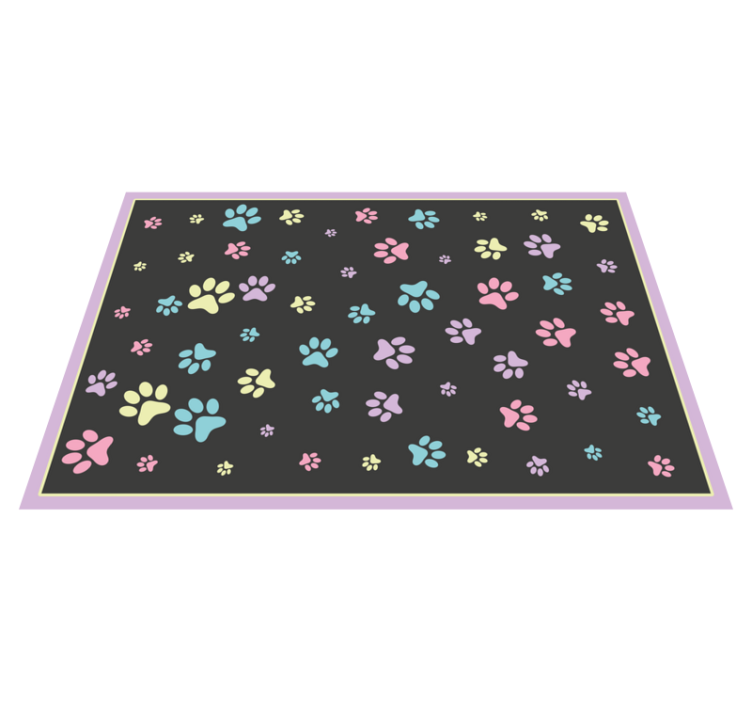 Tapis vinyle motif animal empreintes de pattes colorées - TenStickers