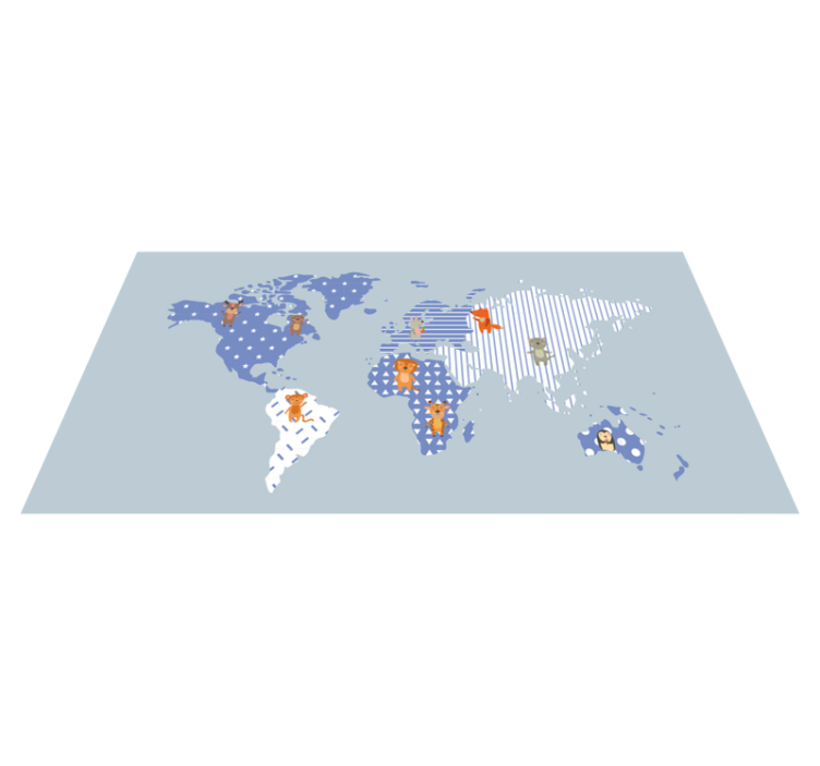Tapis vinyle carte du monde colorées et motifs - TenStickers