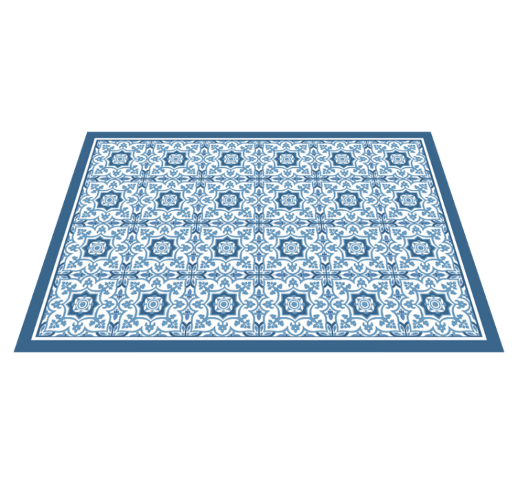 Tapis vinyle carreaux de ciment mosaïque à motifs bleus - TenStickers