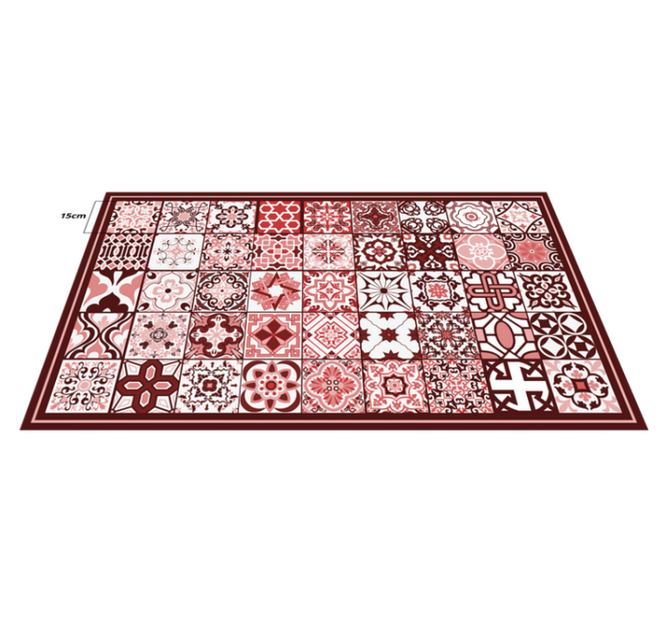 Tapis vinyle carreaux de ciment motif mosaïque rouge - TenStickers